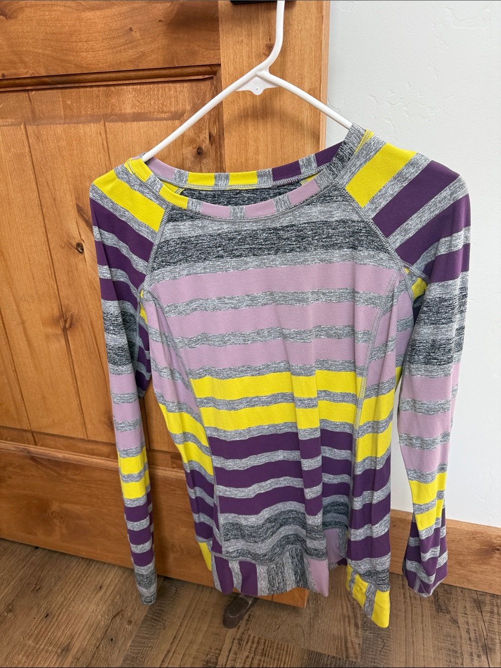 lululemon athletica Purple, Yellow & Gray Striped Long-Sleeve Tee